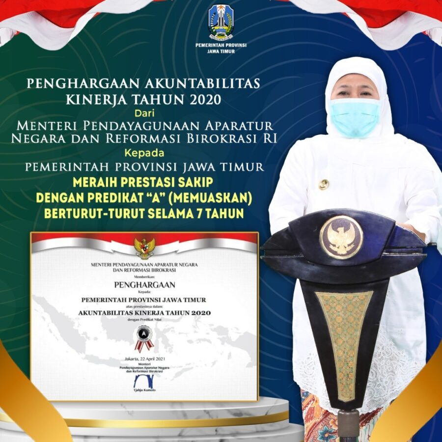 Pemprov Jatim Raih SAKIP Predikat A Selama Tujuh Tahun Berturut-Turut