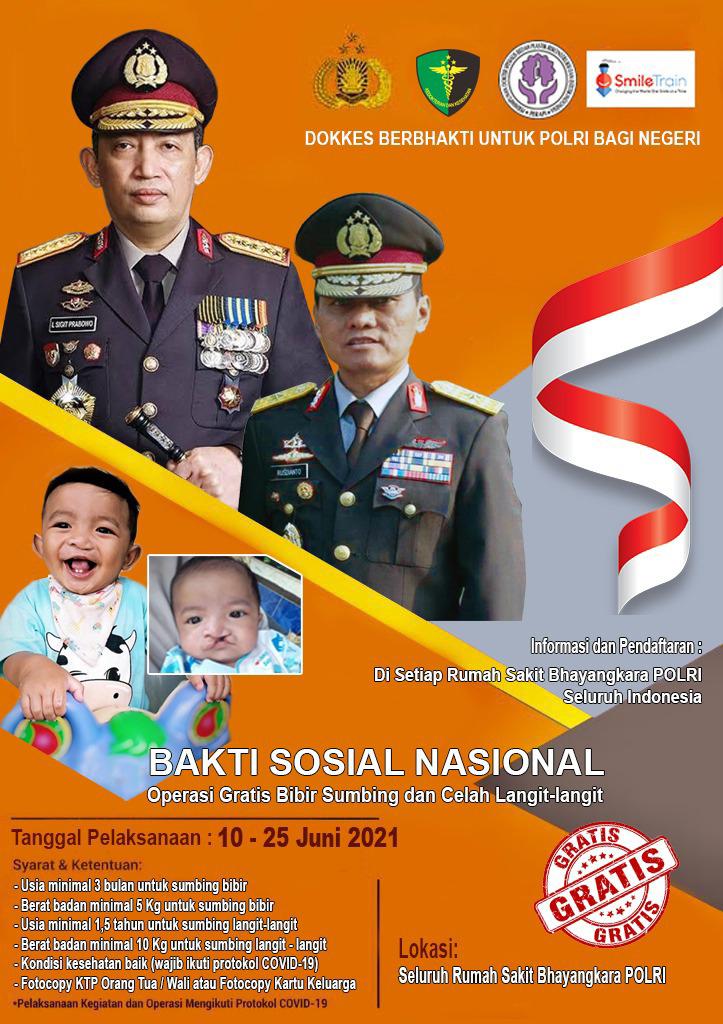 PUSDOKKES POLRI dan PERAPI Adakan Baksos Operasi Bibir Sumbing, dan Sumbing Langit-langit