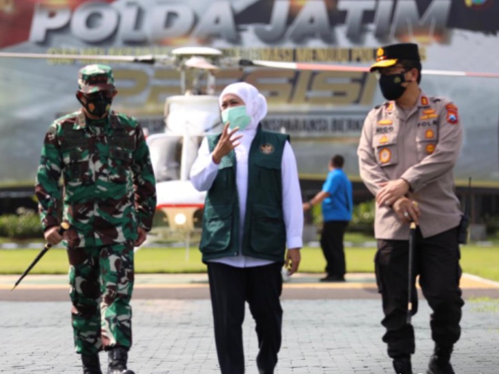 Gubernur, Pangdam dan Kapolda Jatim Pantau Penyekatan Lalin dari Udara