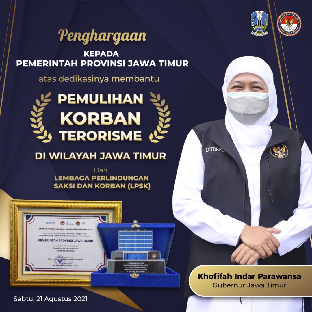 Berjasa Atas Pemulihan Korban Terorisme, Pemprov Jatim Terima Penghargaan dari LPSK