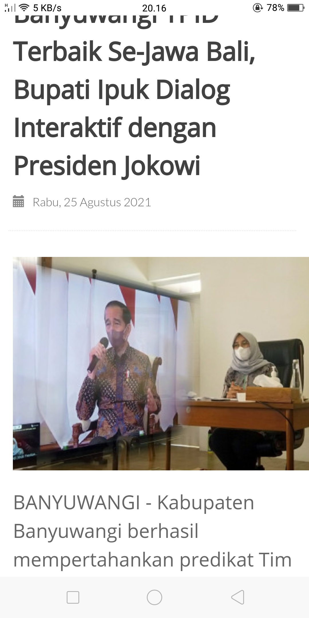 Dua Tahun Berturut turut TPID Banyuwangi Terbaik