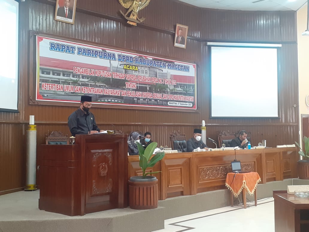 DPRD Magetan Gelar Rapat Paripurna Agenda Pengambilan Keputusan Raperda perubahan Perda No.3 Tahun 2014