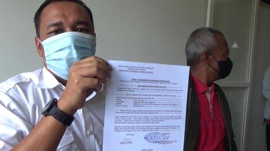Joko Suyono Laporkan Akun FB A S ke Polda Jatim