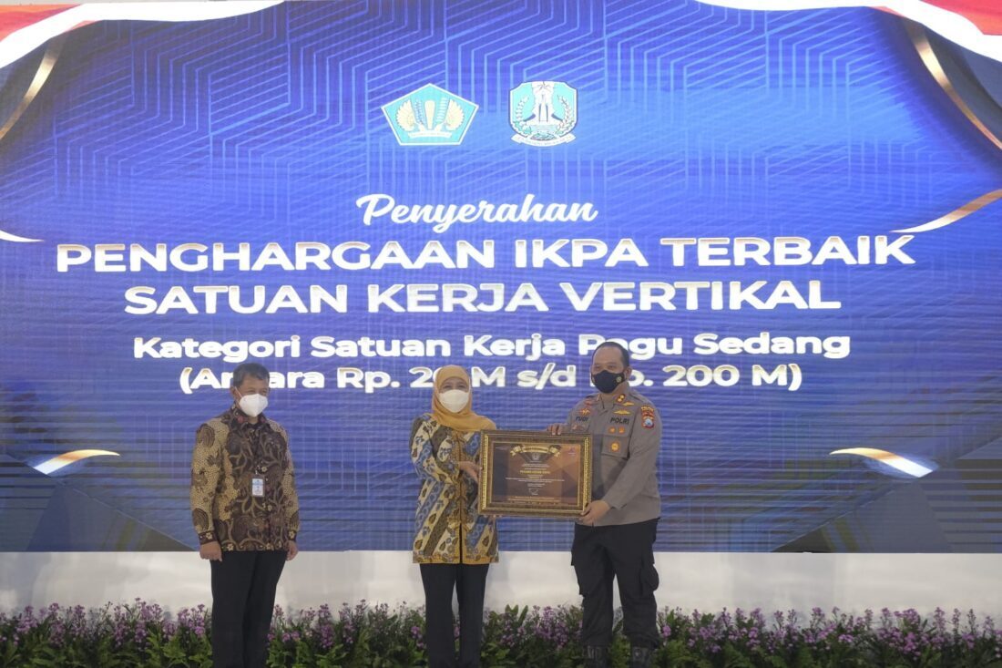 Polres Kediri Kota Raih Penghargaan Kinerja Terbaik Terkait Pelaksanaan Anggaran