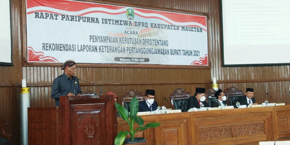 DPRD Magetan Gelar Rapat Paripurna Agenda Penyampaian Rekomendasi Atas LPKP Bupati Tahun 2021
