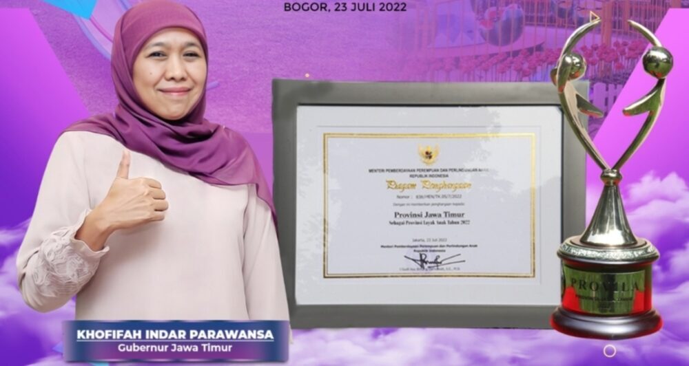 Dua Tahun Berturut-Turut, Jatim Raih Penghargaan Provinsi Layak Anak dari KPPPA RI