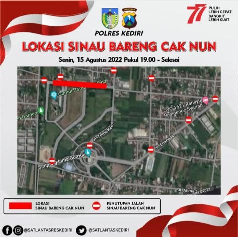 Berikut Ruas Penutupan Arus SLG saat Sinau Bareng Cak Nun