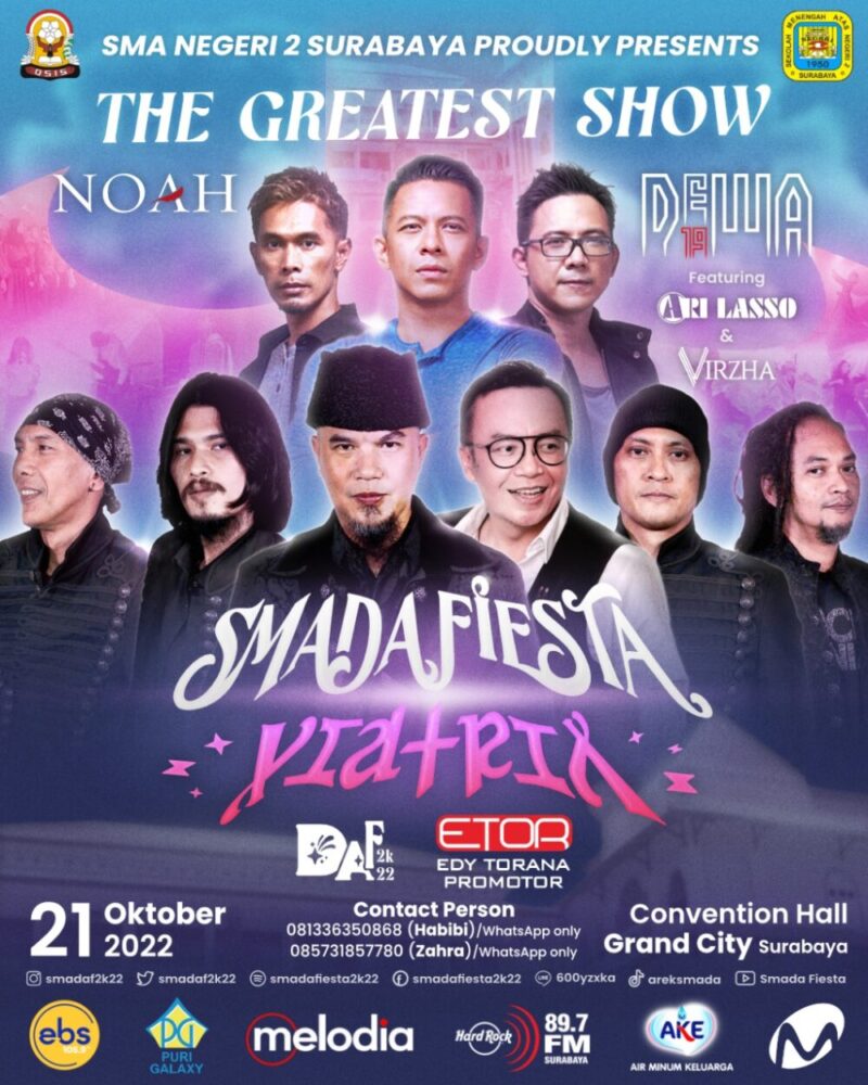 SMAN 2 Surabaya Gelar Konser Dewa 19 Featuring Ari Lasso + Virzha dan NOAH