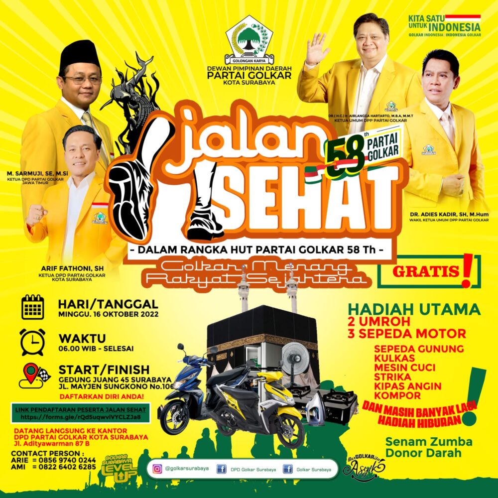 Meriahkan HUT ke 58, Golkar Gelar Jalan Sehat Serentak se Indonesia