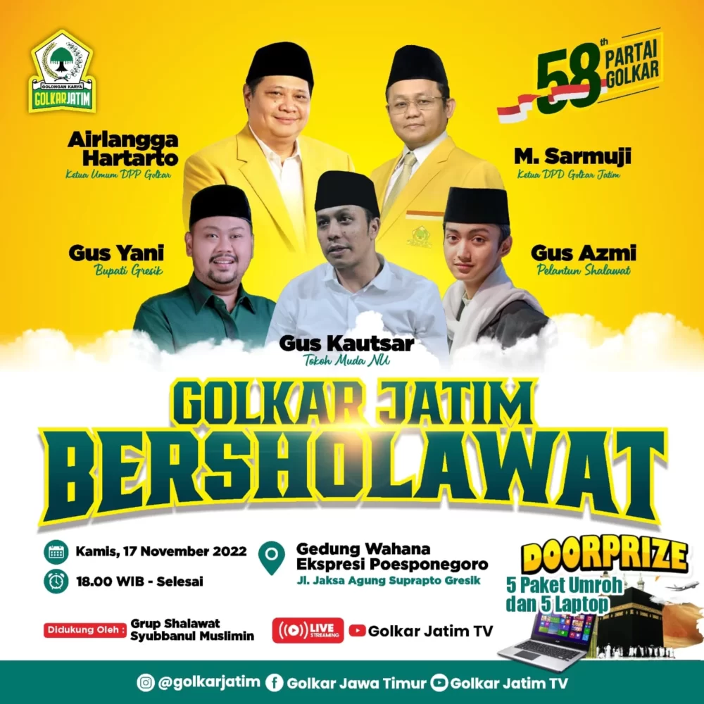 Golkar Jatim Bersholawat Hadirkan Gus Azmi, Sarmuji: Semoga Full Senyum dan Berkah
