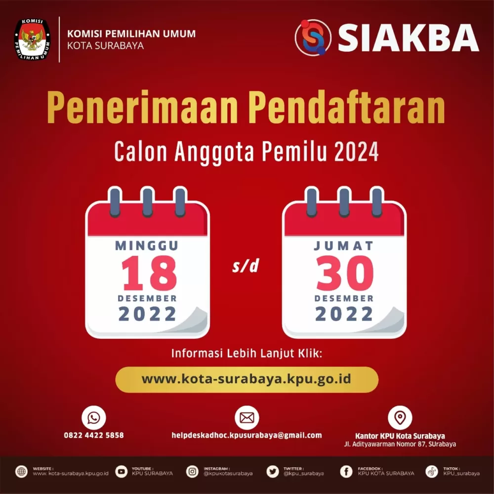 KPU Surabaya Menambah Masa Pendaftaran PPS Pemilu 2024, Peserta Segera Lengkapi Persyaratan