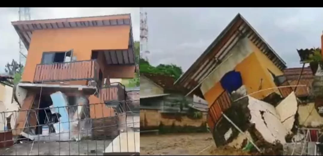 Rumah Lantai 2 Di Banyuwangi Ambrol Terseret Arus Sungai