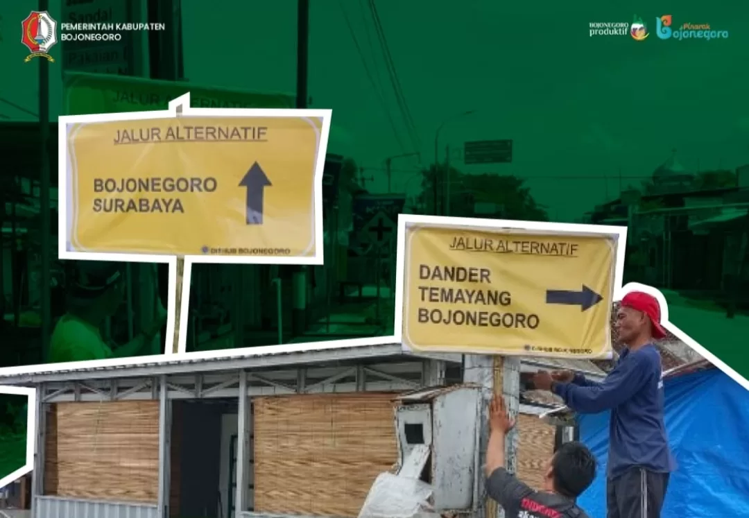 Dishub Bojonegoro Pasang Rambu Petunjuk Arah Jalur Alternatif Bagi Pemudik
