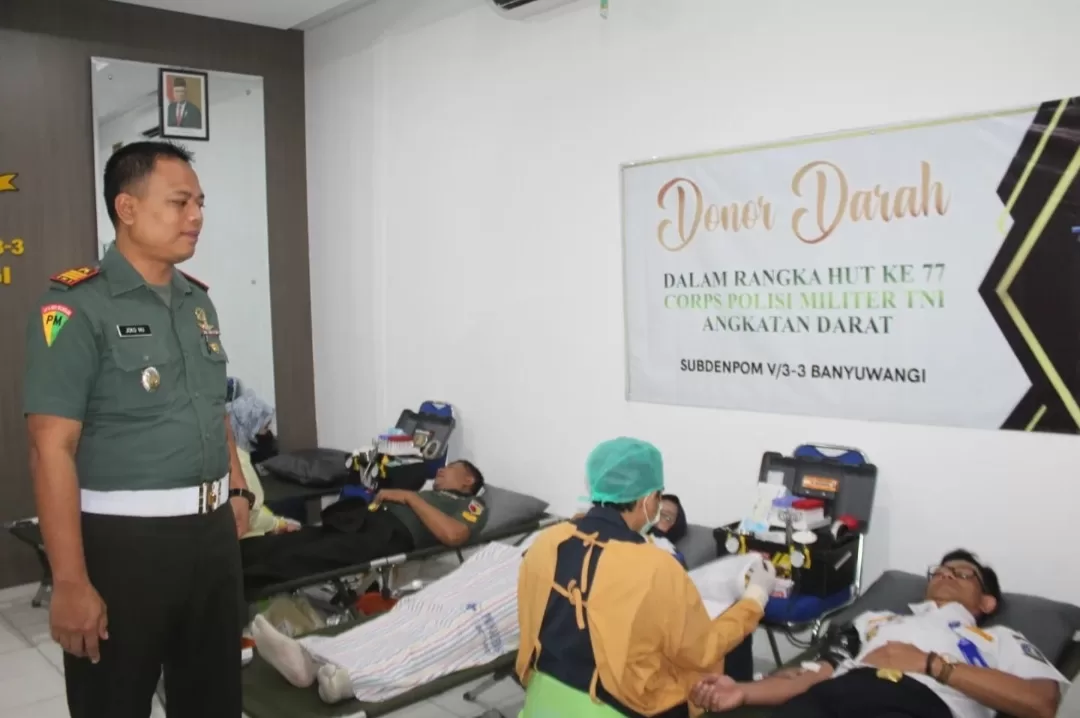 Kodim 0825 Laksanakan Donor Darah Dalam Rangka Hut Ke-77 Corps Polisi Militer Angkatan Darat