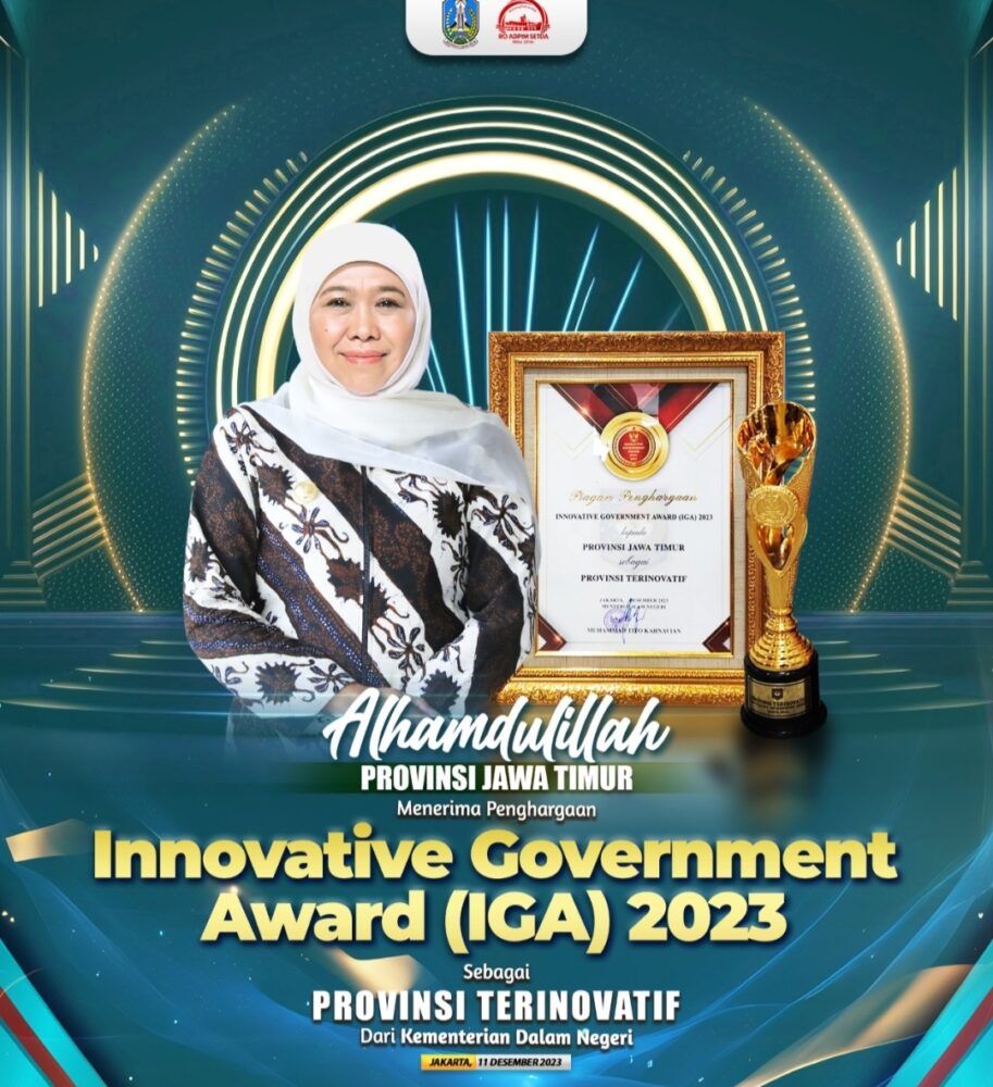 Terima Penghargaan IGA, Jatim Jadi Provinsi Terinovasi Versi Kemendagri
