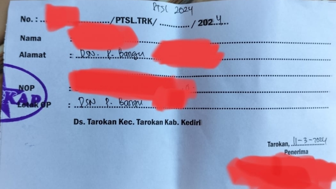SKB 3 Menteri Putuskan Biaya Pengurusan PTSL Rp. 150 ribu, di Kediri Dibandrol Rp 600 hingga Rp 750 ribu?