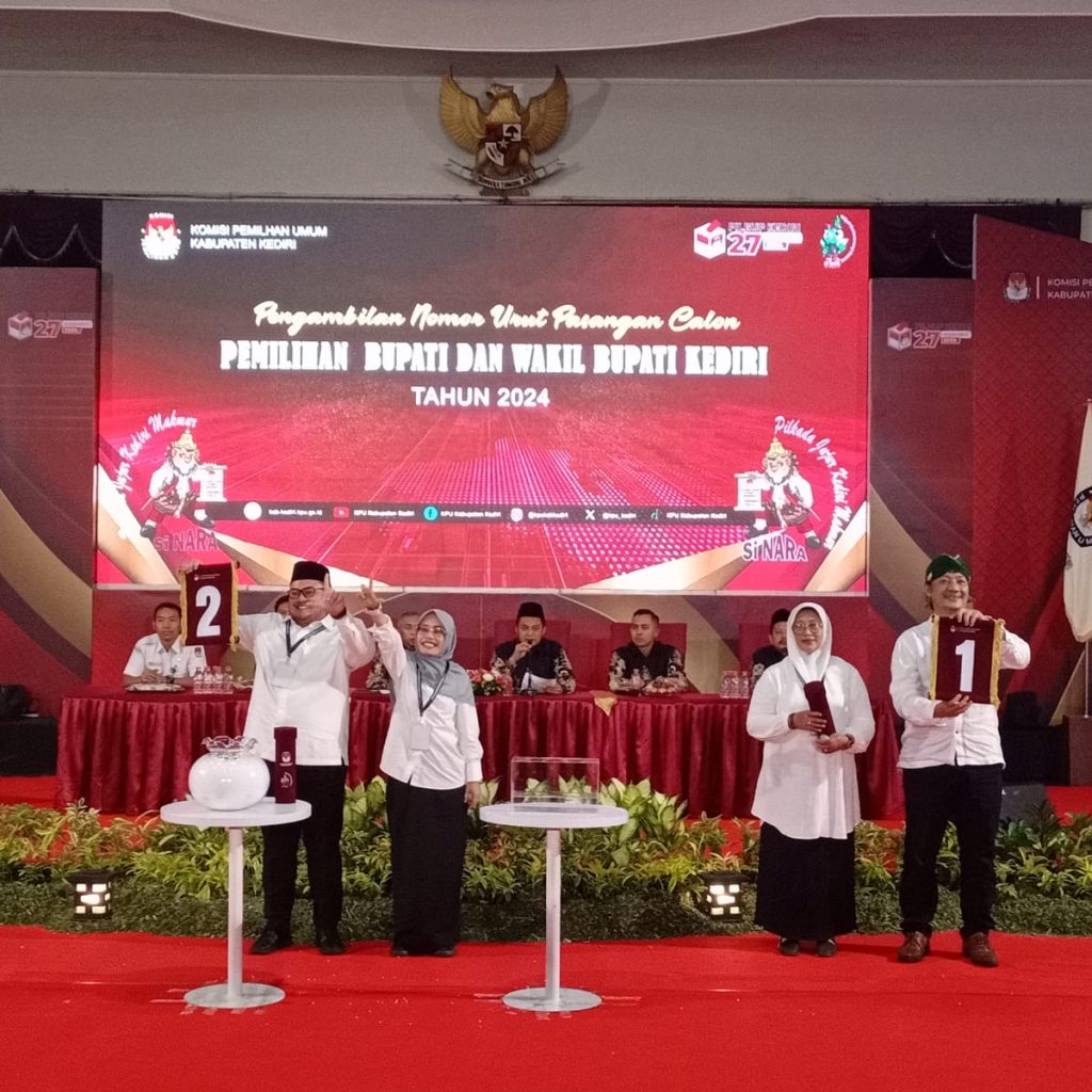 KPU Undi Nomor Urut Paslon Pilkada Kabupaten Kediri, Ini Hasilnya