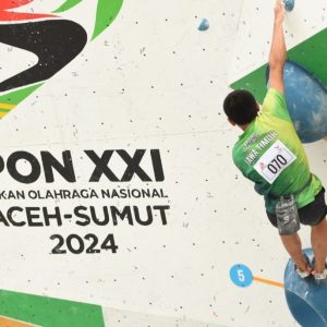 Atlet Panjat Tebing Jatim Tri Ramdani Rebut Medali Perak PON XXl Aceh-Sumut