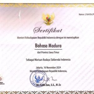 Pemprov Jatim Raih Sertifikasi 13 Warisan Budaya Tak Benda Indonesia dari Kemenbud RI
