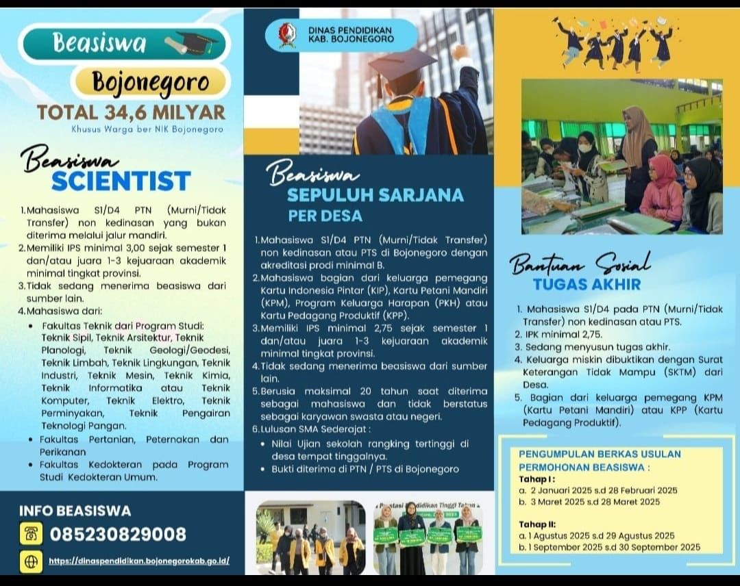 Tahun 2025, Pemkab Bojonegoro Kembali Anggarkan Beasiswa Pendidikan Rp34,6 Miliar