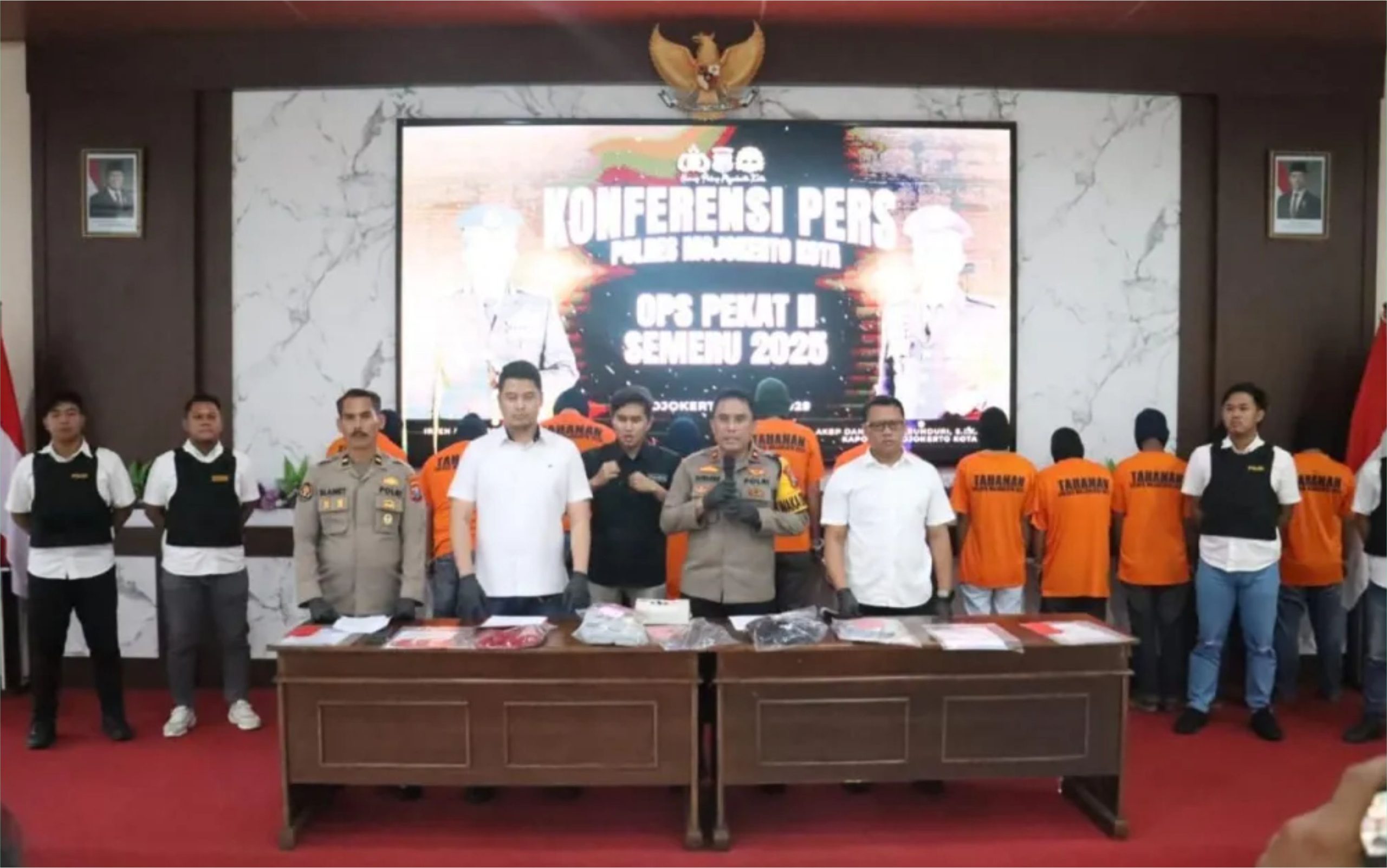 Operasi Pekat 2025 Polres Mojokerto Kota Amankan 18 Premanisme