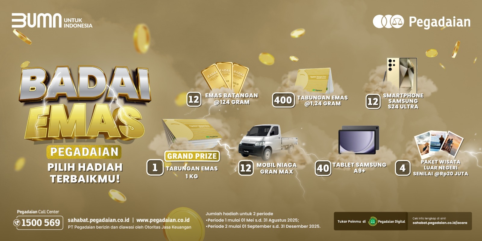 Pegadaian Luncurkan Program Badai Emas 2025, Hadirkan Hadiah Menarik untuk Nasabah Setia
