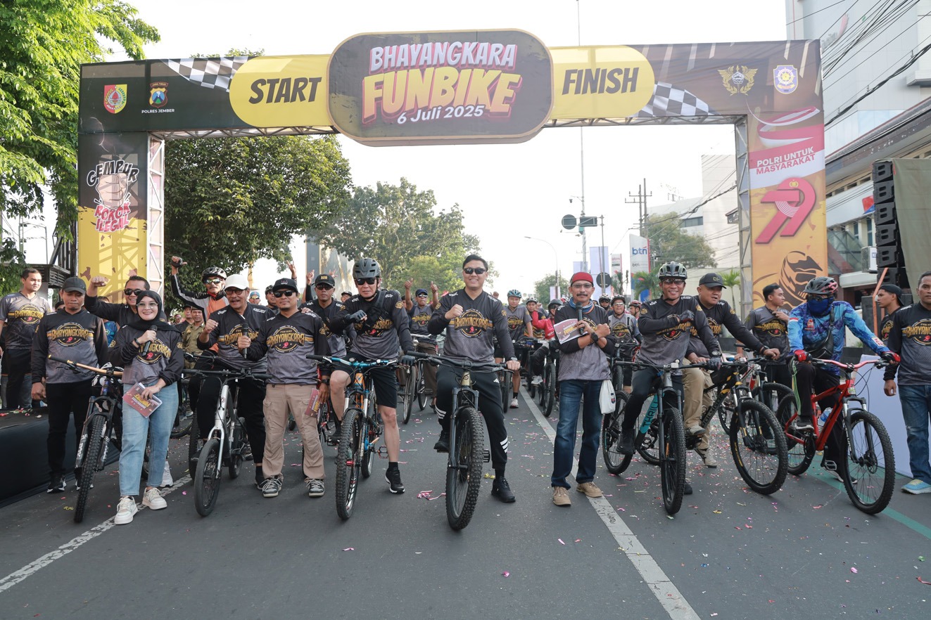 Semarak HUT Bhayangkara ke-79 Polres Jember Ditutup dengan Pagi Ceria Fun Bike