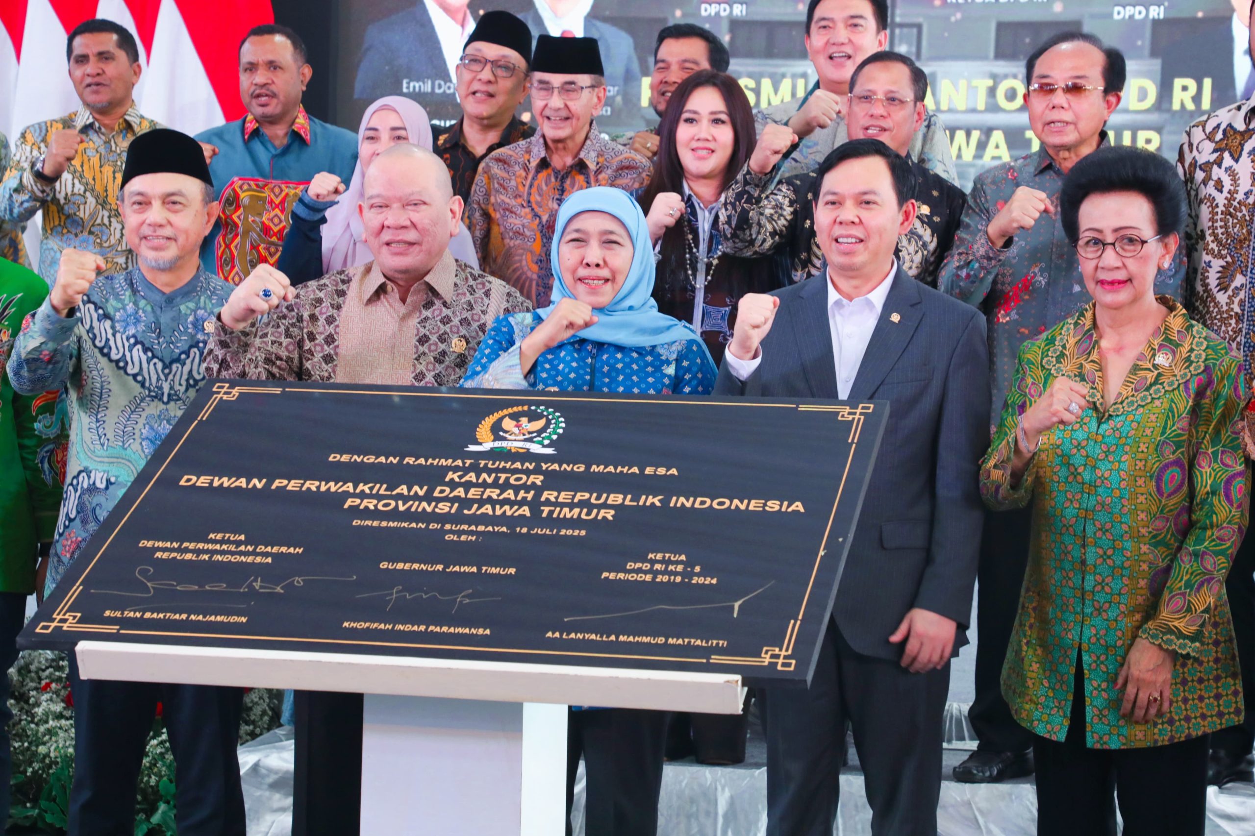 Gubernur Khofifah Resmikan Kantor DPD RI Jatim Sebesar Rp16,277 Miliar