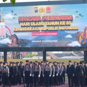 Polres Sidoarjo Gelar Upacara HUT Ke 80 Kemerdekaan RI Diikuti Anggota Polri dan PNS