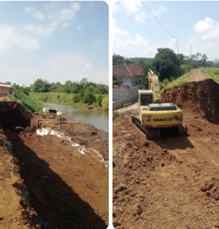 Khawatir Banjir,Pengerukan Tanggul Penahan Air Desa Kepanjen Jember di Soal Kades dan Masyarakat.