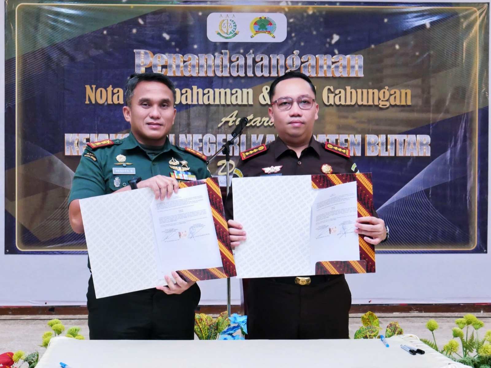 Kodim 0808 dan Kejari Kabupaten Blitar Teken Perjanjian Kerja Sama Penegakan Hukum