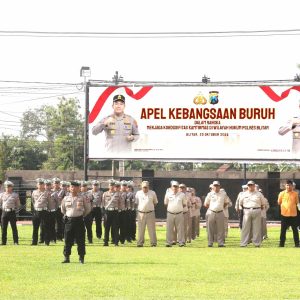 Jaga Persatuan, Polres Blitar Apel Kebangsaan dengan Paguyuban Pekerja dan Buruh