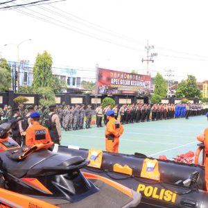 Polresta Banyuwangi Gelar Apel Kesiapan Tanggap Darurat Bencana Hidrometeorologi