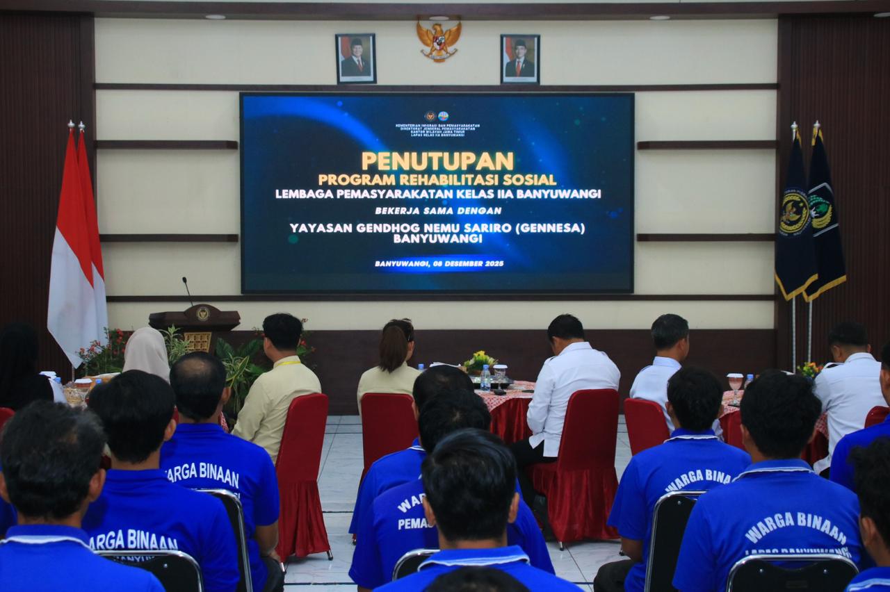 Program Rehabilitasi Sosial Lapas Banyuwangi Resmi Ditutup, Puluhan Warga Binaan Siap Berubah