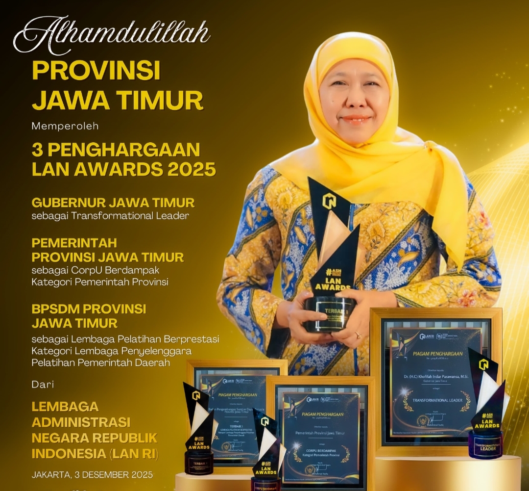 Borong Tiga Penghargaan Strategis Bukti Kepemimpinan Transformatif bagi Jawa Timur