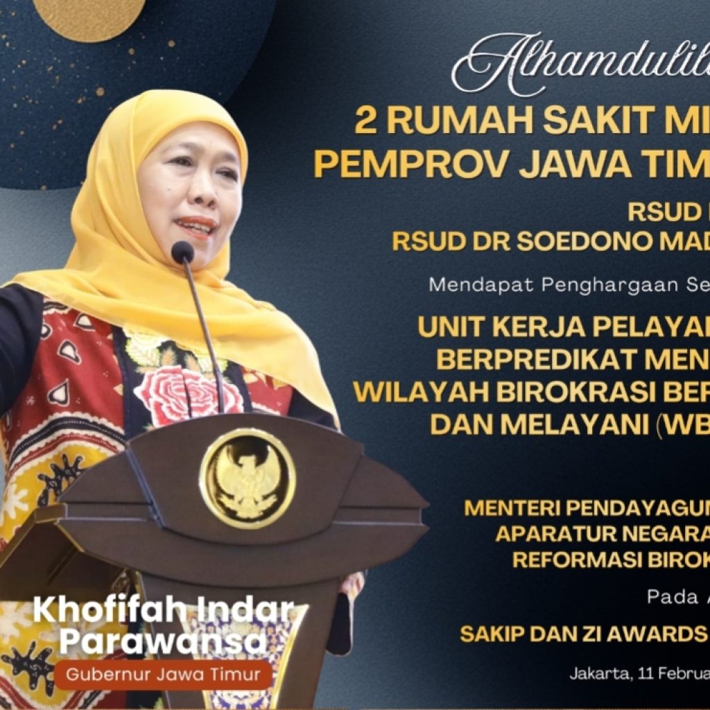Dua RSUD Pemprov Jatim Raih Predikat WBBM 2025, Khofifah Komitmen Layanan Bersih