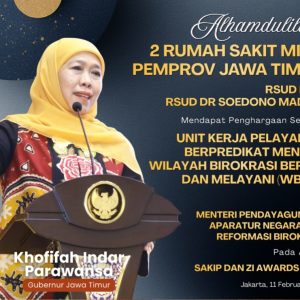 Dua RSUD Pemprov Jatim Raih Predikat WBBM 2025, Khofifah Komitmen Layanan Bersih