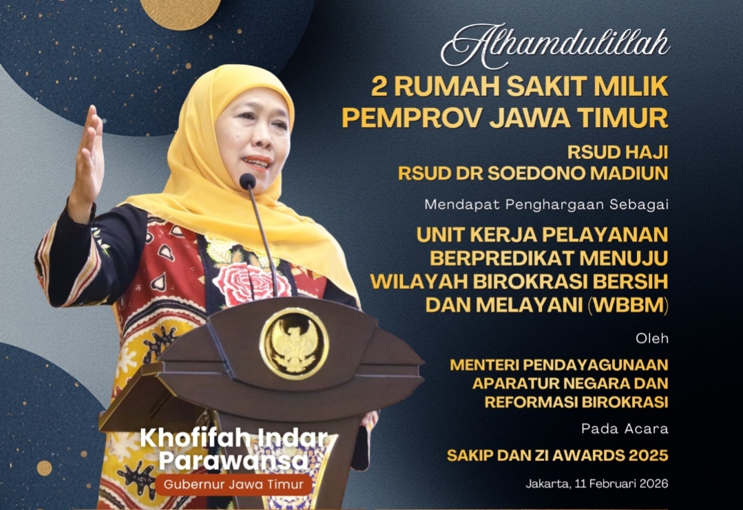 Dua RSUD Pemprov Jatim Raih Predikat WBBM 2025, Khofifah Komitmen Layanan Bersih